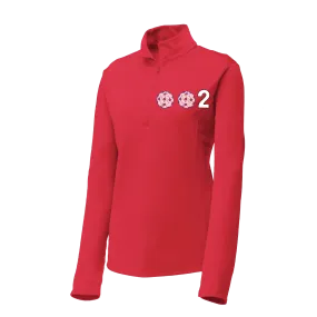 002 With Pickleballs (Patriotic Stars) | Women's 1/4 Zip Pullover Athletic Shirt | 100% Polyester