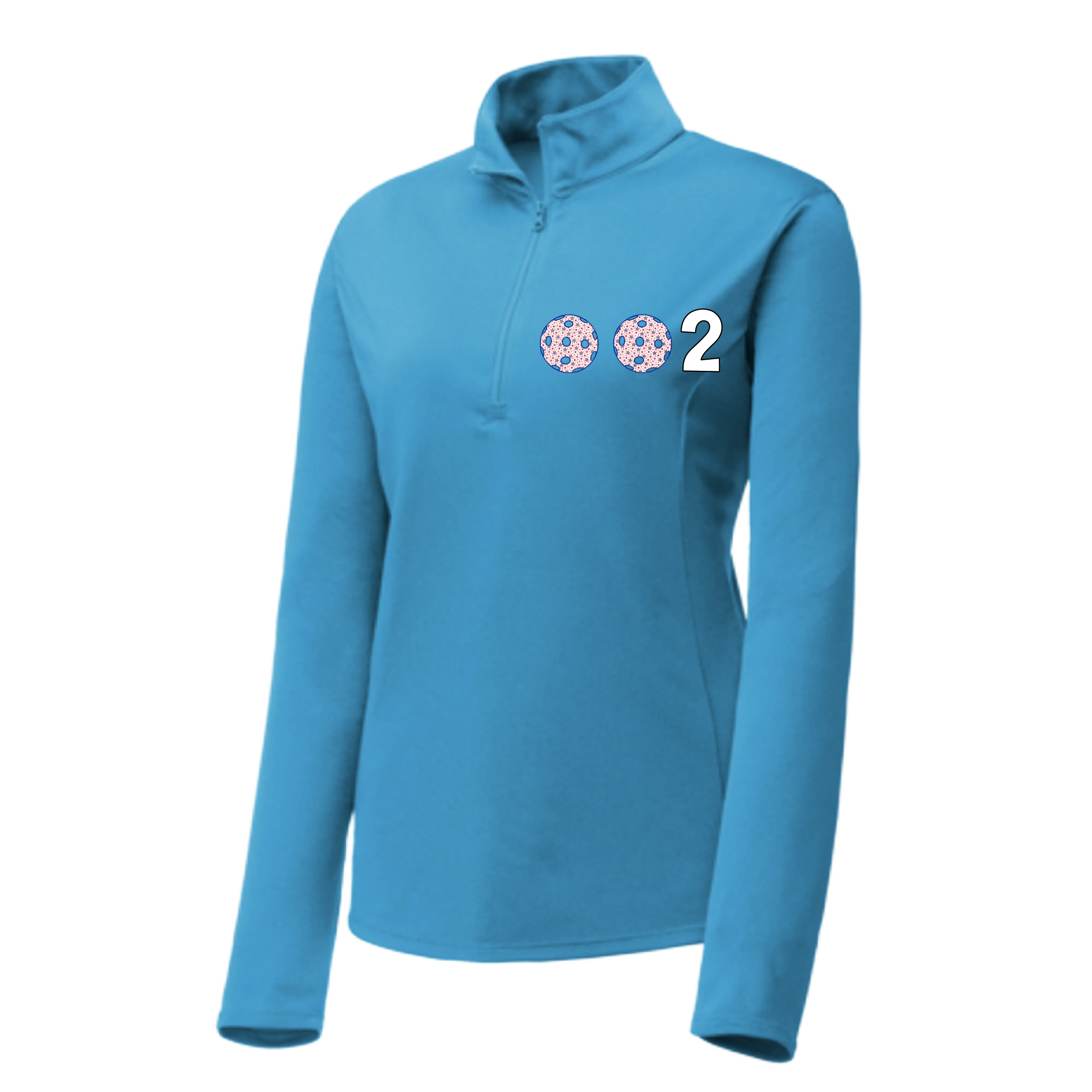 002 With Pickleballs (Patriotic Stars) | Women's 1/4 Zip Pullover Athletic Shirt | 100% Polyester