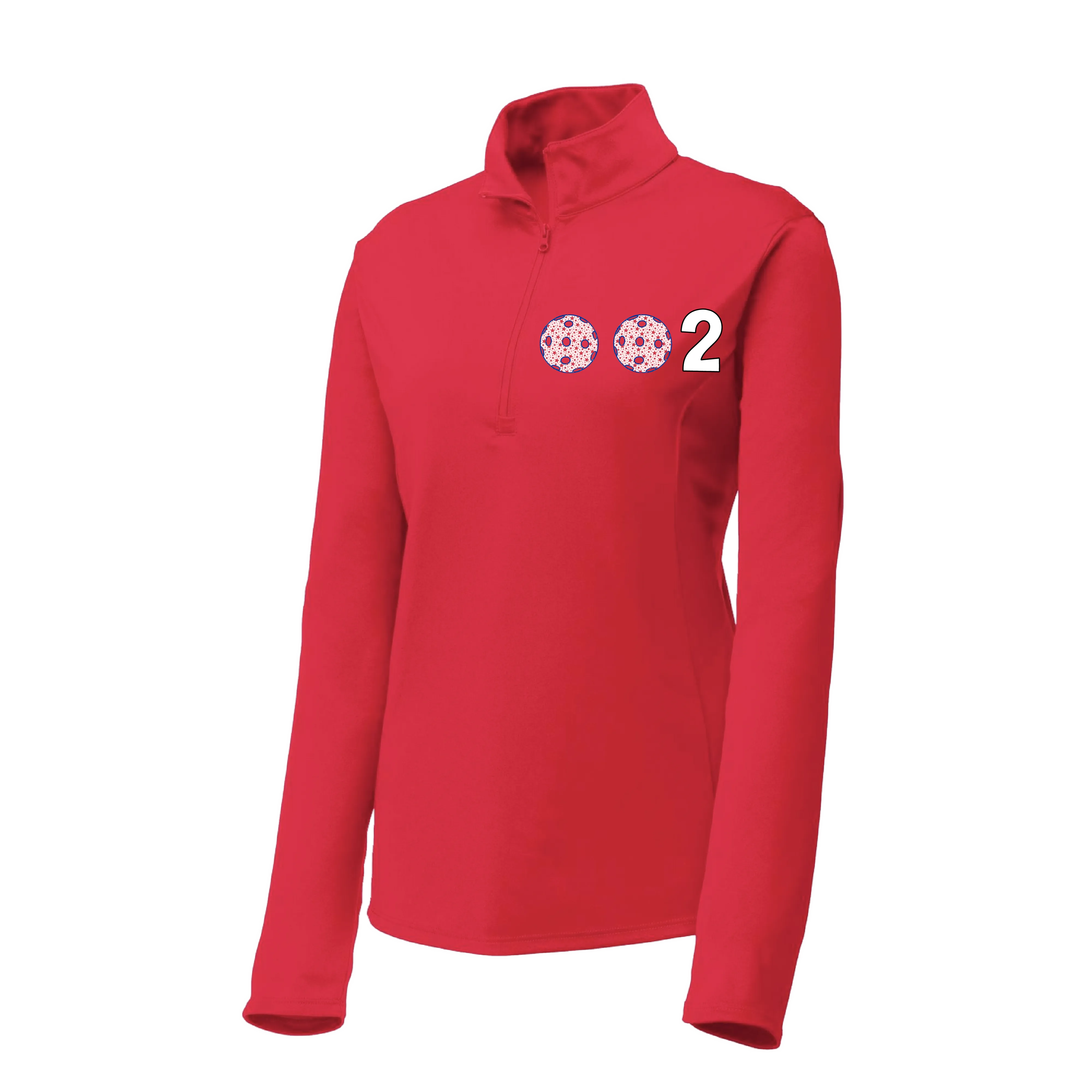 002 With Pickleballs (Patriotic Stars) | Women's 1/4 Zip Pullover Athletic Shirt | 100% Polyester