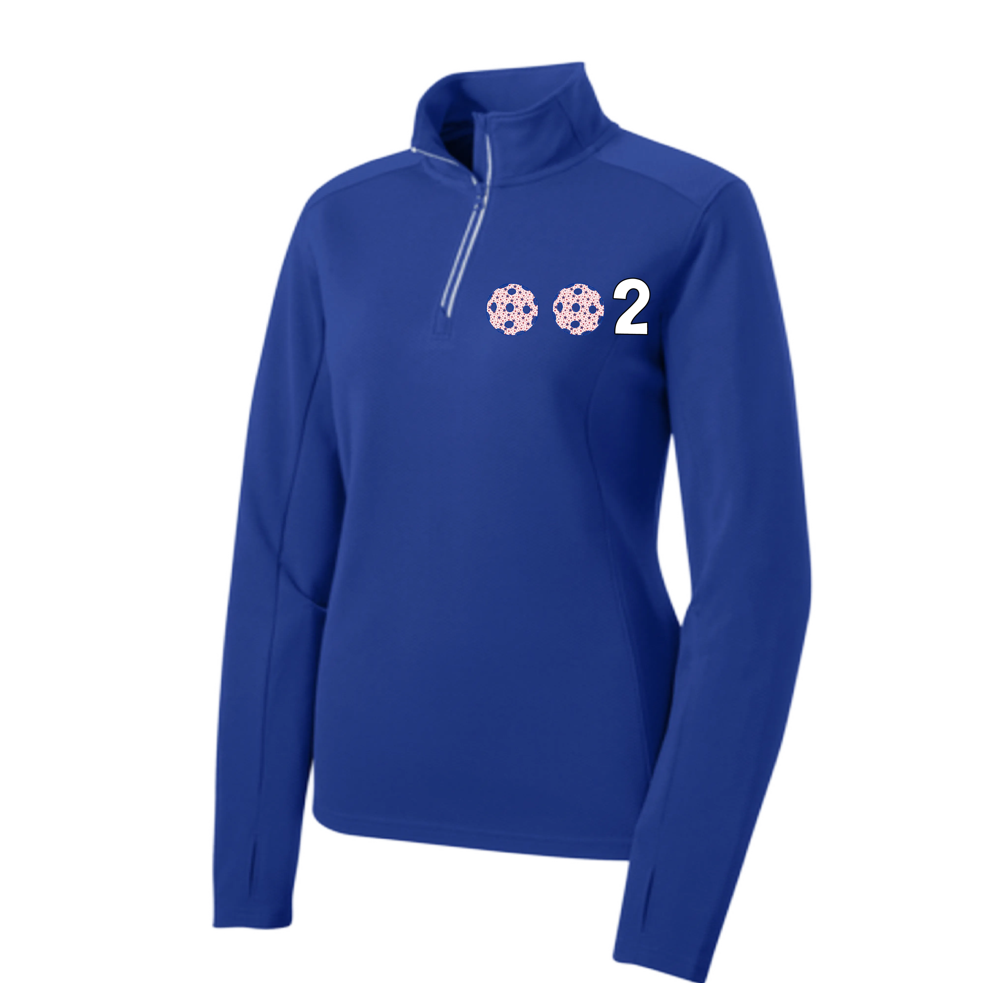 002 With Pickleballs (Patriotic Stars) | Women's 1/4 Zip Pullover Athletic Shirt | 100% Polyester