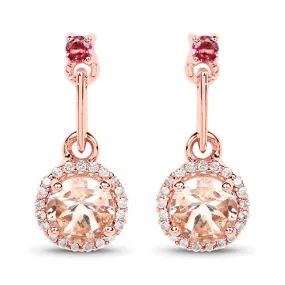 14K Rose Gold Morganite and Pink Tourmaline Earrings