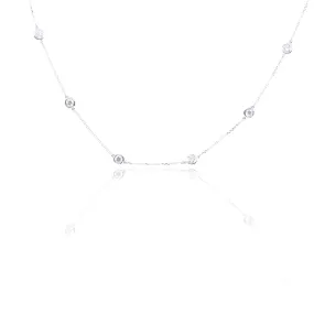 14K WHITE GOLD 18 INCH DIAMONDS-BY-THE-YARD BEZEL CHAIN NECKLACE 2.57CTW