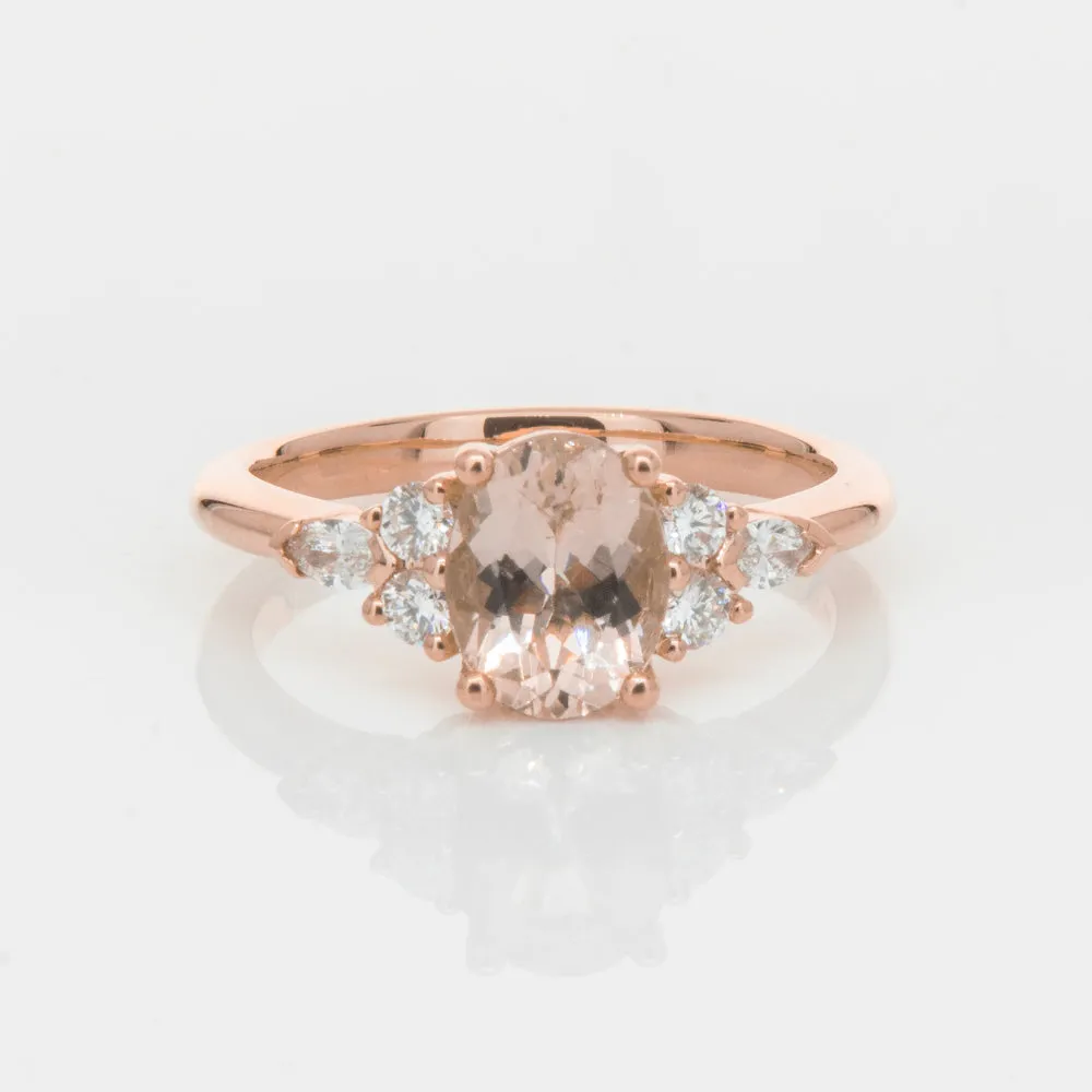 18ct Rose Gold 1.23ct Morganite & Diamond Oriana Ring