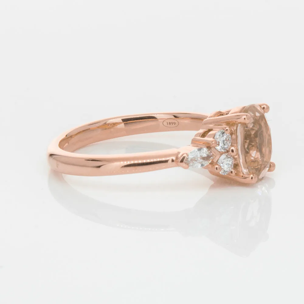 18ct Rose Gold 1.23ct Morganite & Diamond Oriana Ring