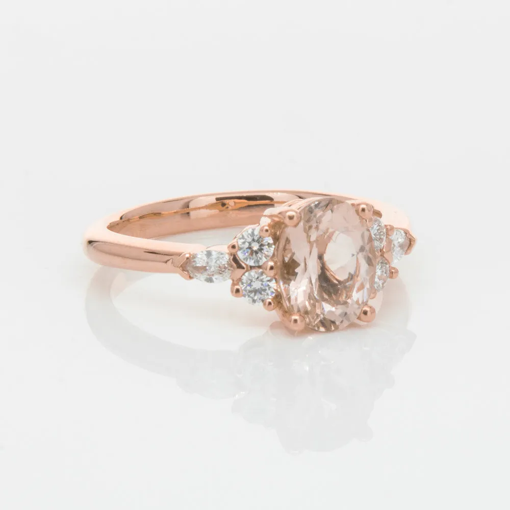 18ct Rose Gold 1.23ct Morganite & Diamond Oriana Ring