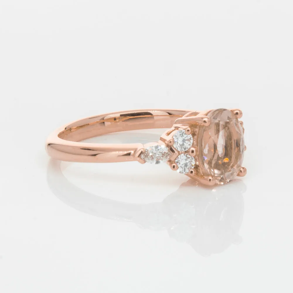 18ct Rose Gold 1.23ct Morganite & Diamond Oriana Ring