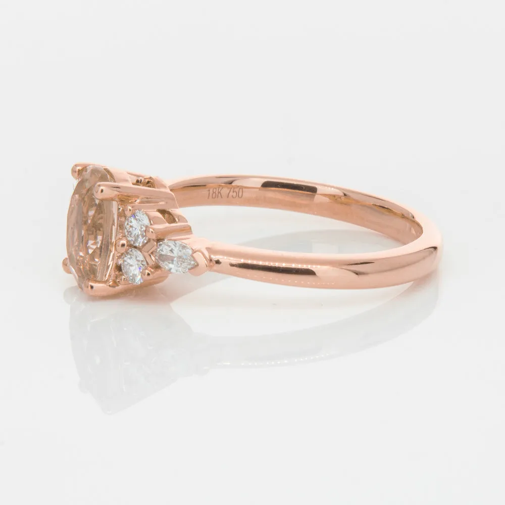 18ct Rose Gold 1.23ct Morganite & Diamond Oriana Ring