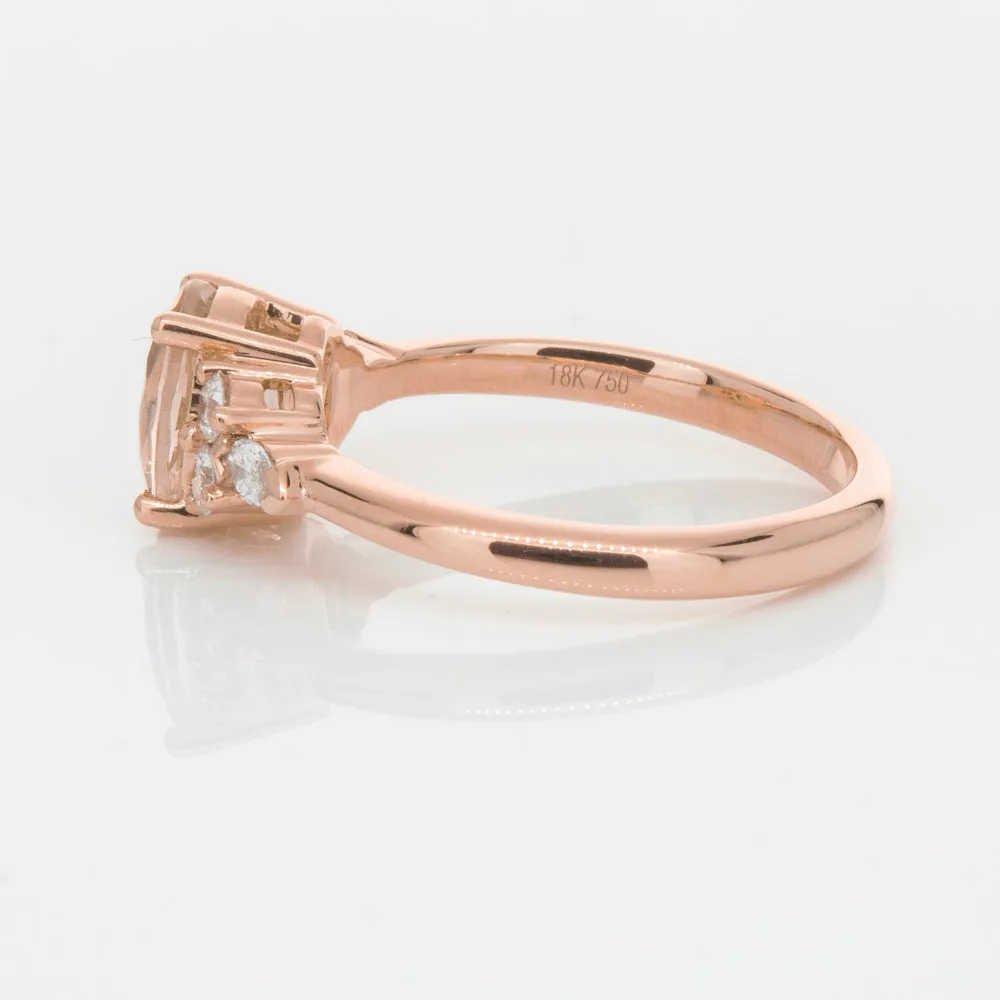 18ct Rose Gold 1.23ct Morganite & Diamond Oriana Ring