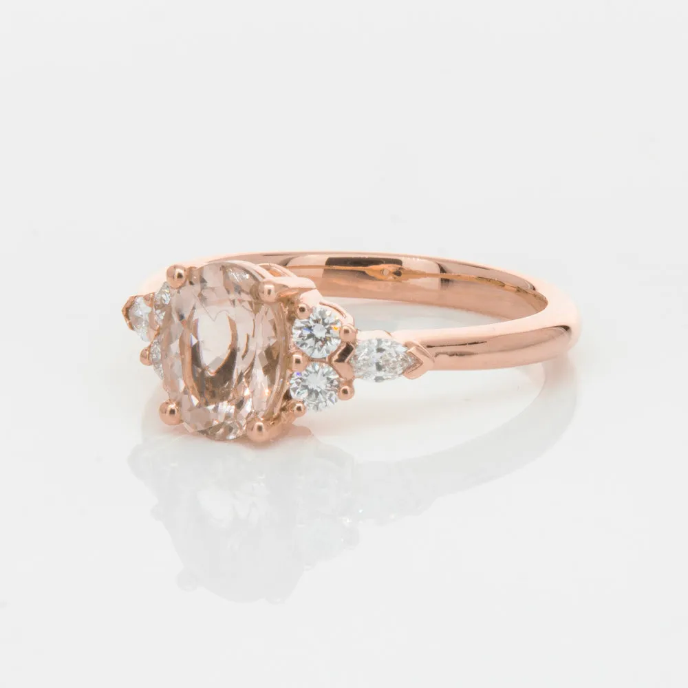 18ct Rose Gold 1.23ct Morganite & Diamond Oriana Ring