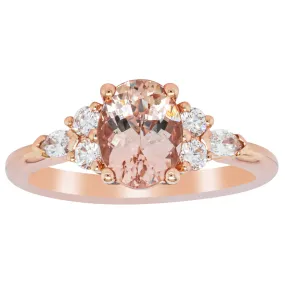 18ct Rose Gold 1.23ct Morganite & Diamond Oriana Ring