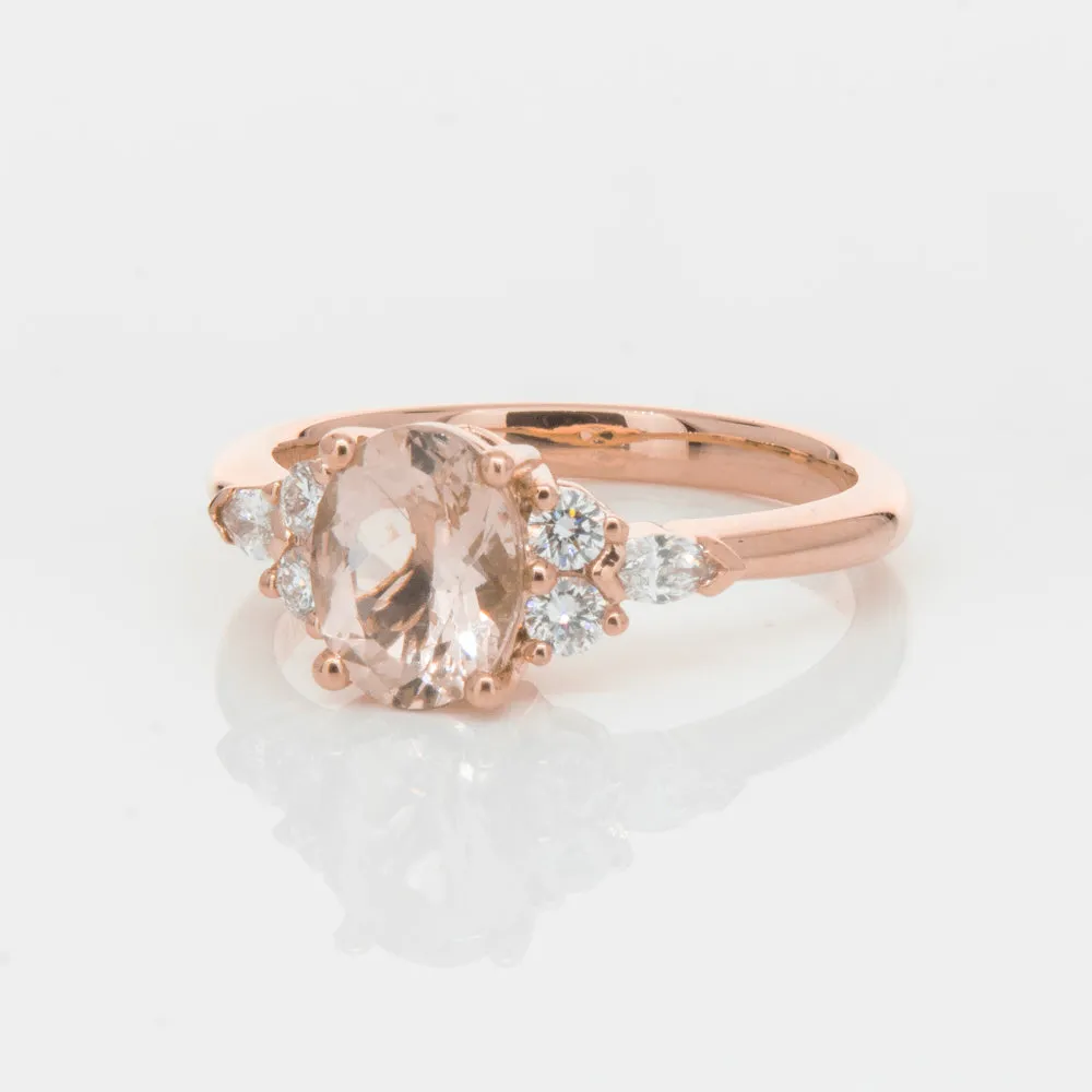 18ct Rose Gold 1.23ct Morganite & Diamond Oriana Ring