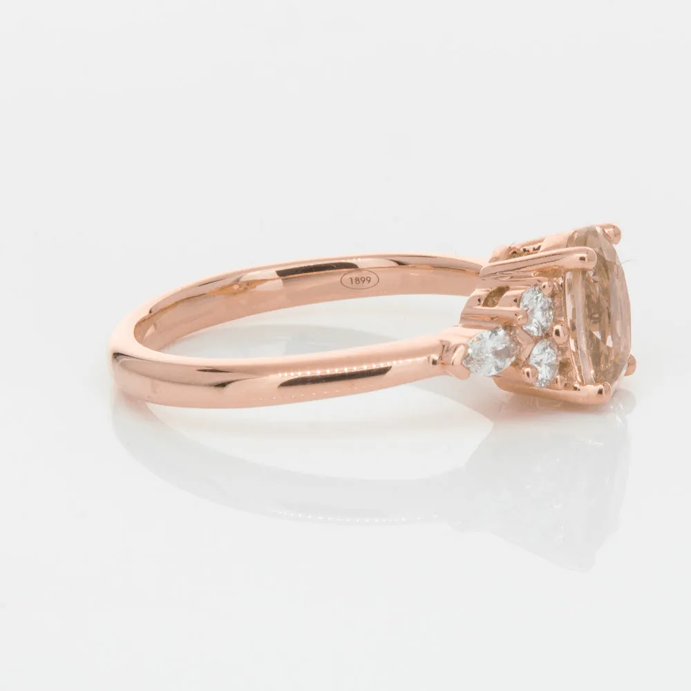 18ct Rose Gold 1.23ct Morganite & Diamond Oriana Ring