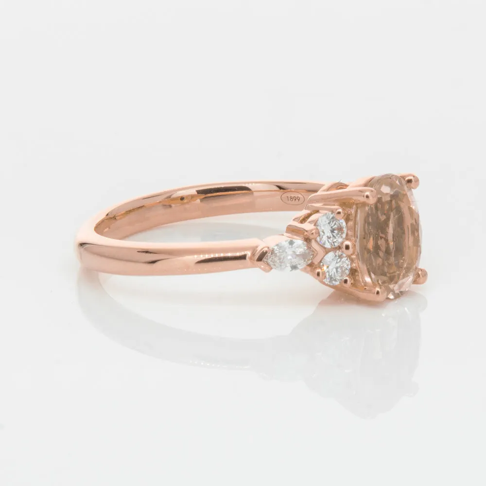 18ct Rose Gold 1.23ct Morganite & Diamond Oriana Ring