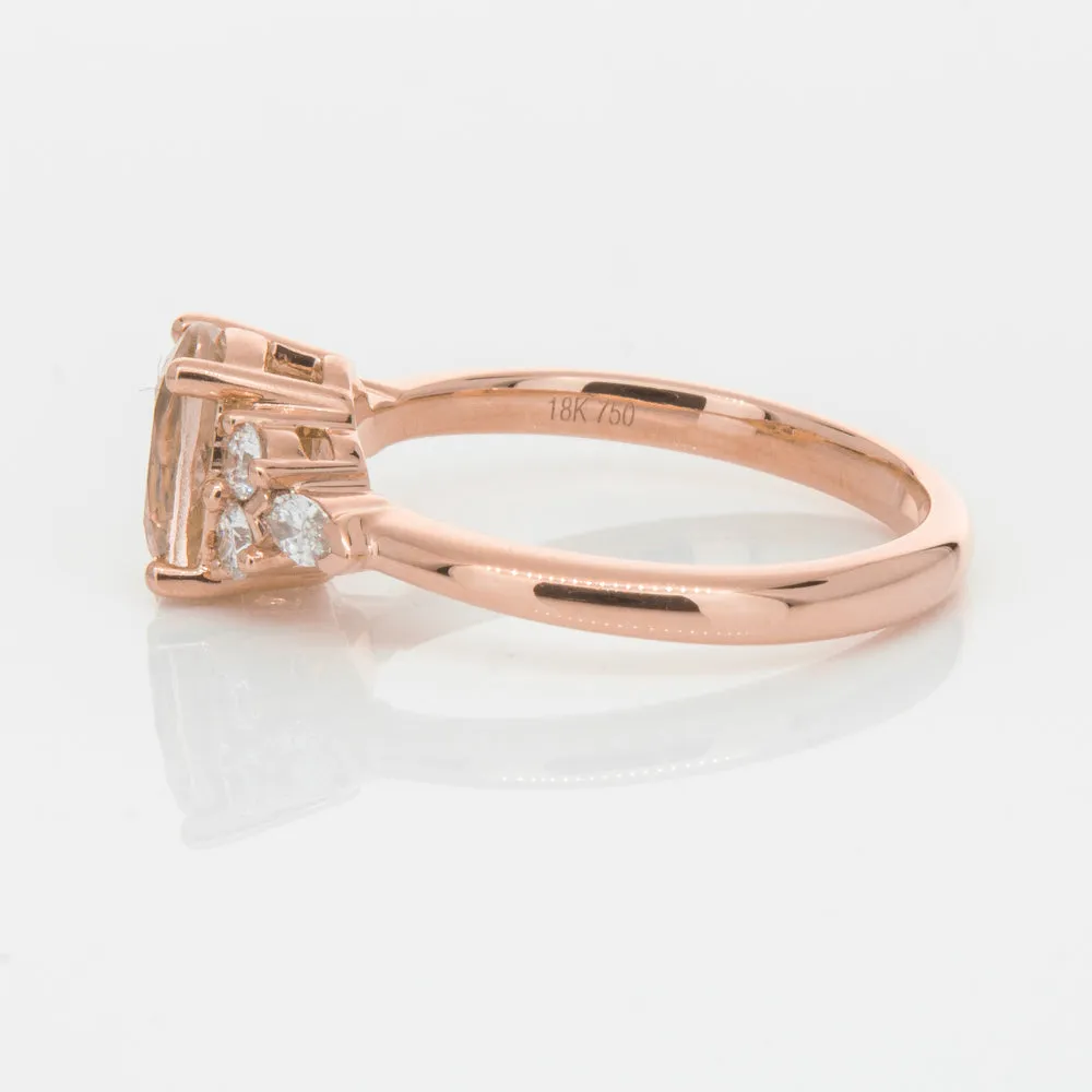 18ct Rose Gold 1.23ct Morganite & Diamond Oriana Ring