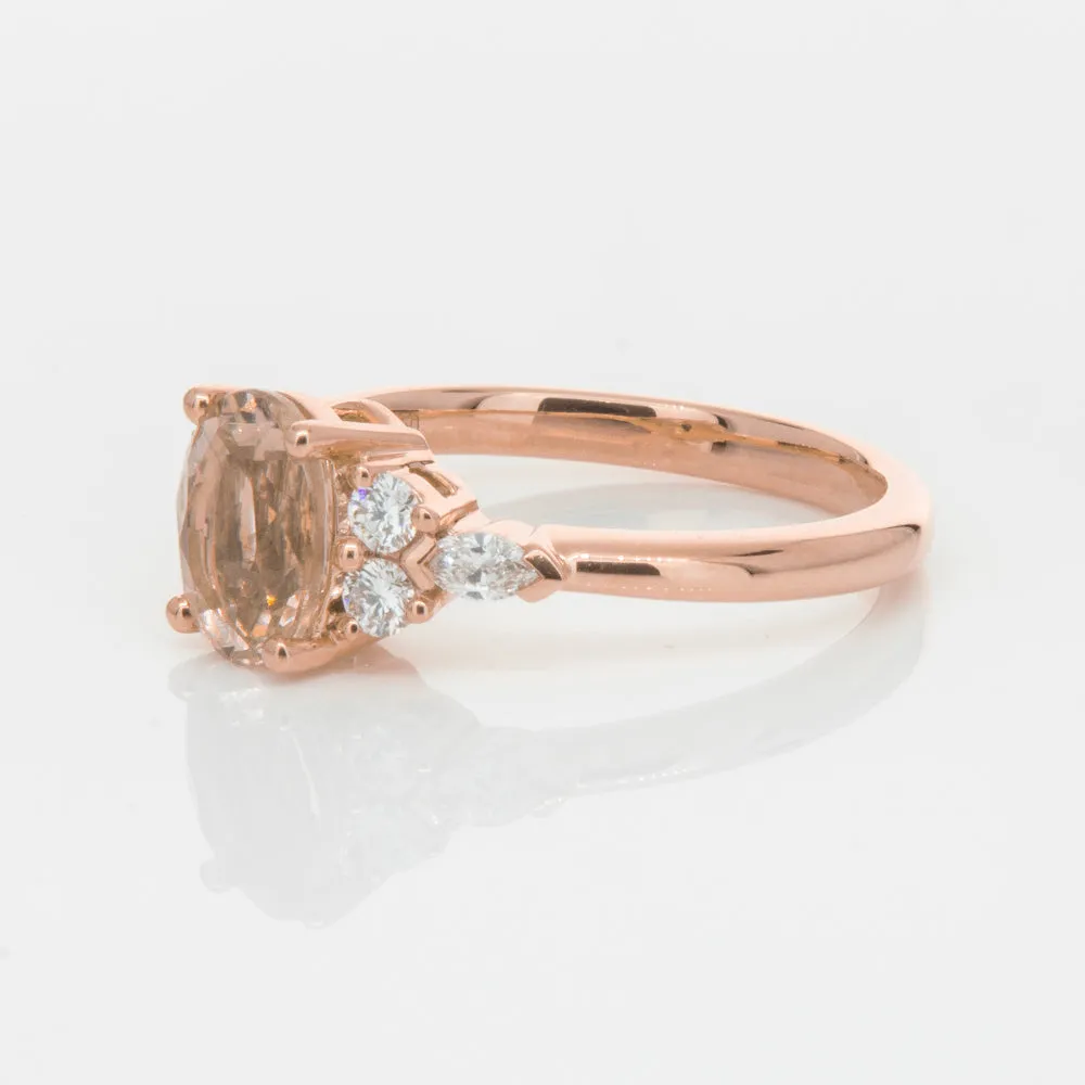 18ct Rose Gold 1.23ct Morganite & Diamond Oriana Ring