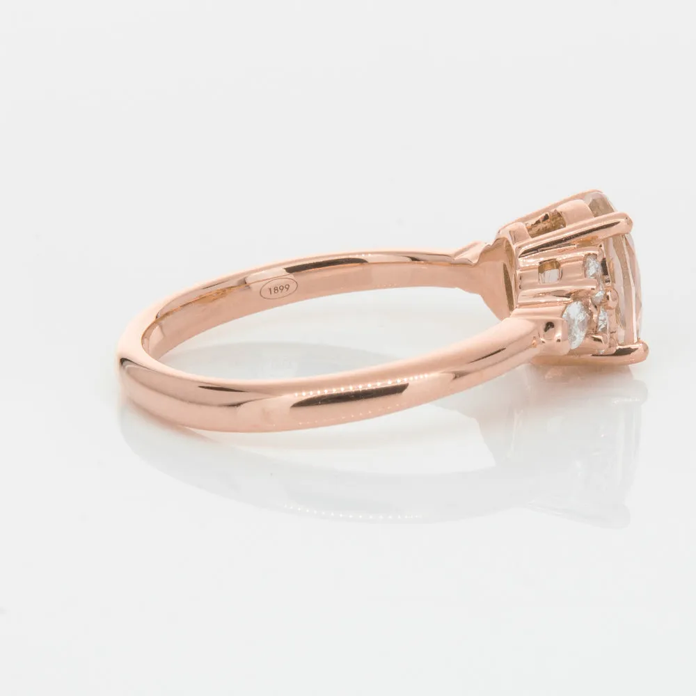 18ct Rose Gold 1.23ct Morganite & Diamond Oriana Ring