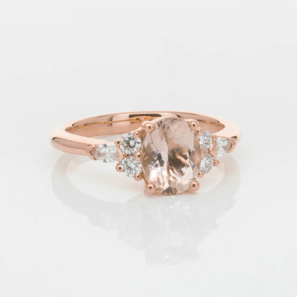 18ct Rose Gold 1.23ct Morganite & Diamond Oriana Ring