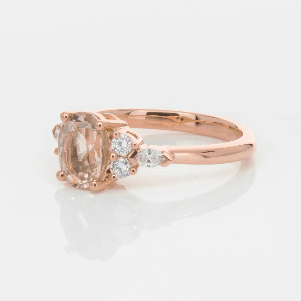 18ct Rose Gold 1.23ct Morganite & Diamond Oriana Ring