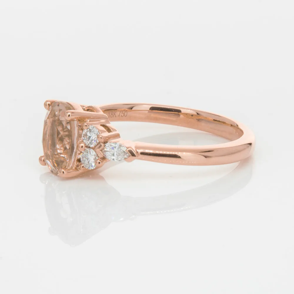 18ct Rose Gold 1.23ct Morganite & Diamond Oriana Ring