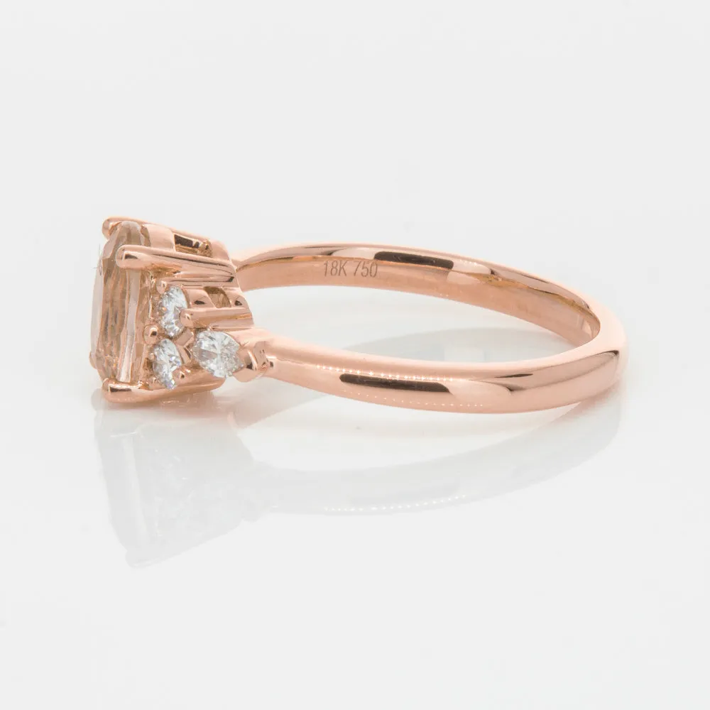 18ct Rose Gold 1.23ct Morganite & Diamond Oriana Ring