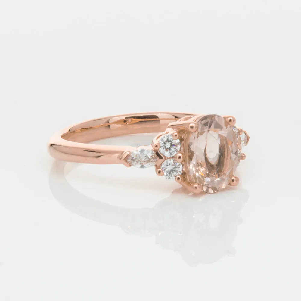 18ct Rose Gold 1.23ct Morganite & Diamond Oriana Ring