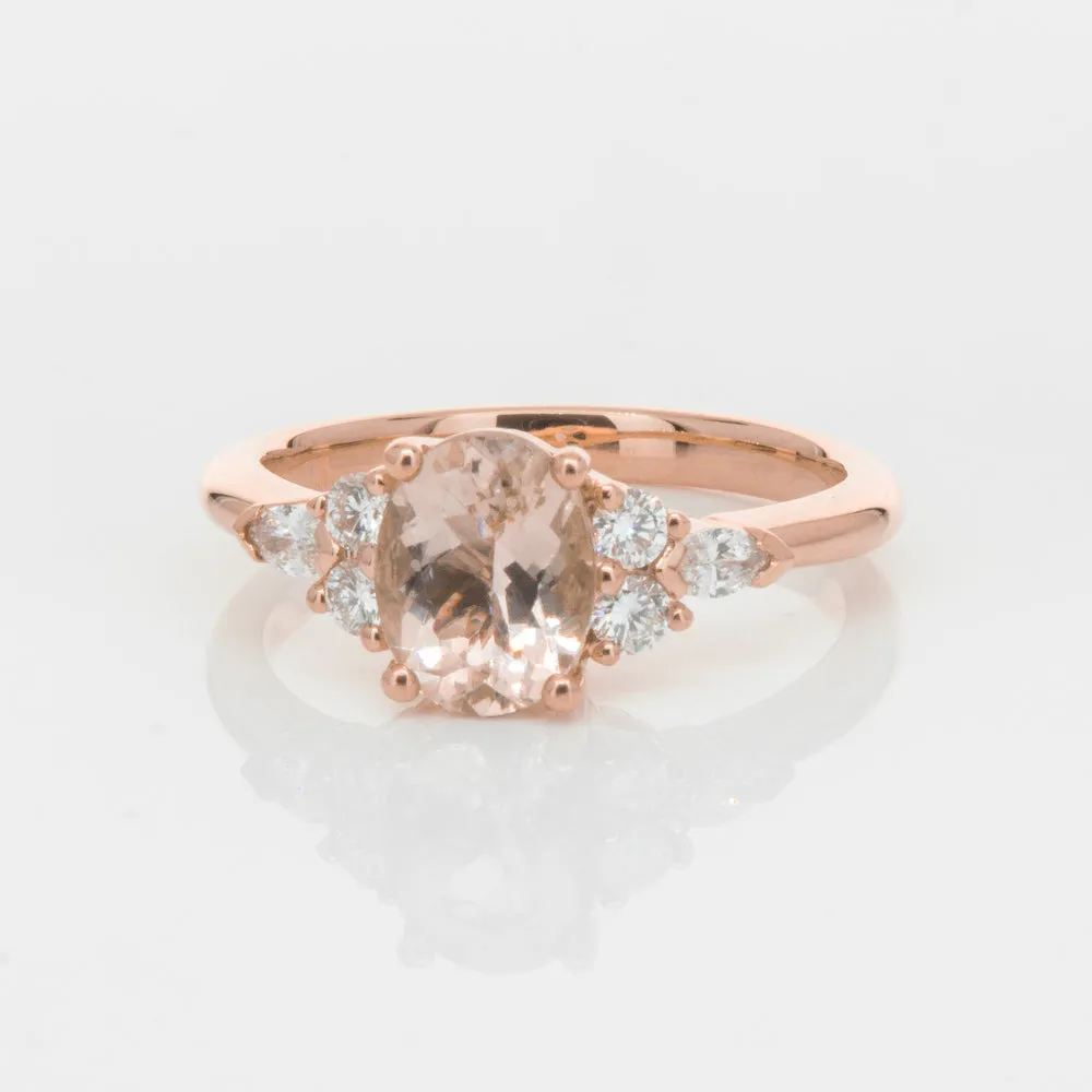 18ct Rose Gold 1.23ct Morganite & Diamond Oriana Ring