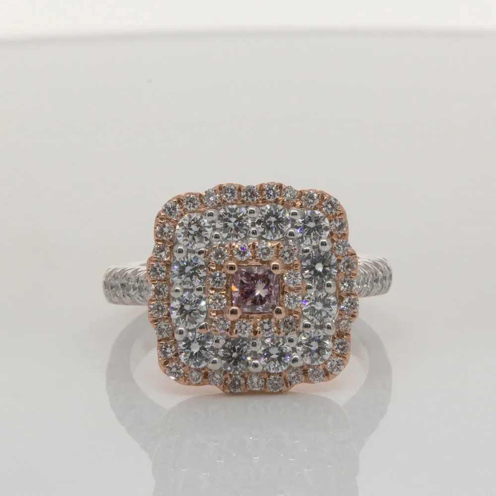 18ct White & Rose Gold .20ct Pink Diamond Ring