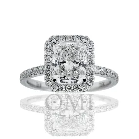 18K GOLD RADIANT CUT HALO LAB DIAMOND ENGAGEMENT RING 2.00 CTW