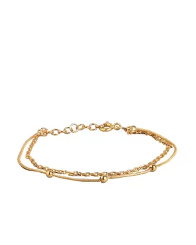 18Kt Gold Plated Double Chain Charm Bracelet For Women