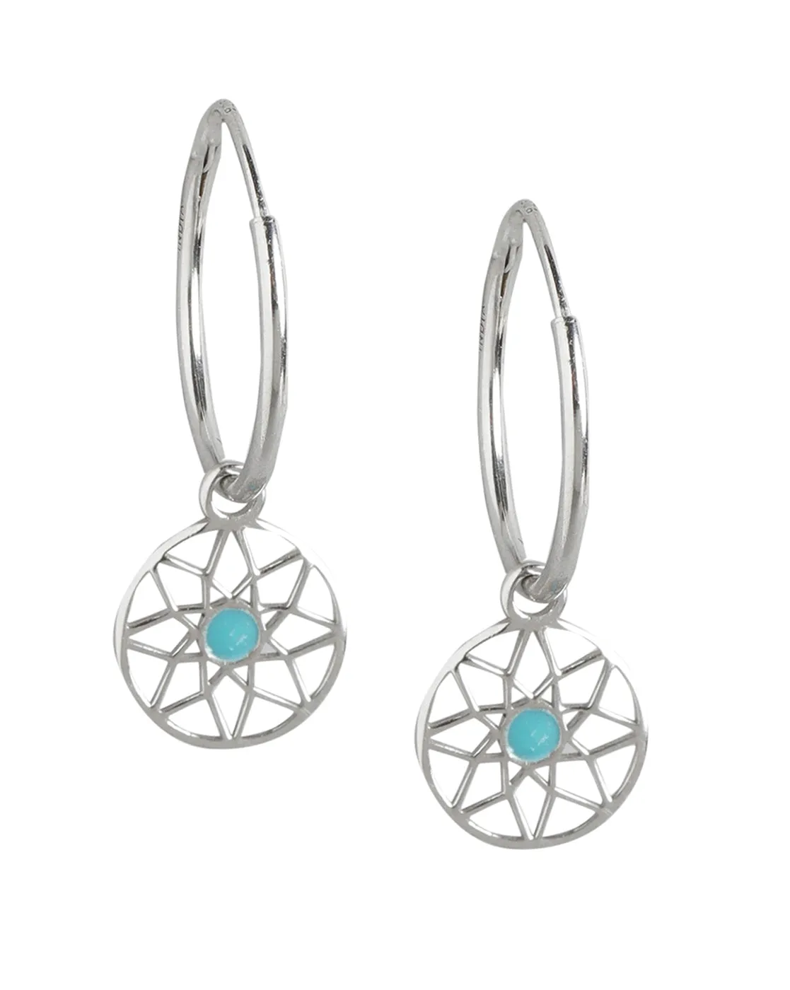 925 Sterling Silver Enamel With Rhodium Plated Hoop Earring