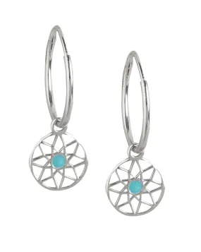 925 Sterling Silver Enamel With Rhodium Plated Hoop Earring