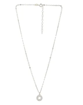 925 Sterling Silver Rhodium Plated With Cz Pendant And Chain