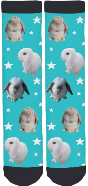 A Happy Herd of Hares Bunny Socks