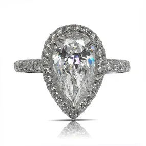 AIN 3 CARAT PEAR SHAPE E COLOR VV CLARITY DIAMOND ENGAGEMENT RING PLATINUM GIA CERTIFIED 2 CT E VV BY MIKE NEKTA