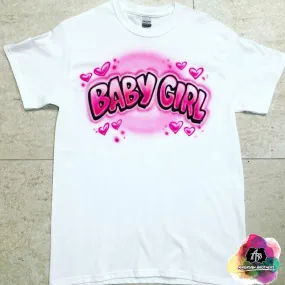 Airbrush Baby Girl w/ Hearts Shirt Design