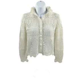 Alexander McQueen - Ivory Lace Knit Pointelle Cardigan Sweater - Size XS