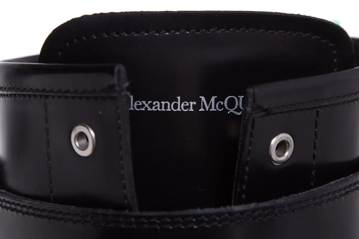 Alexander McQueen Sitvale Pelle Black Boots SZ 38.5