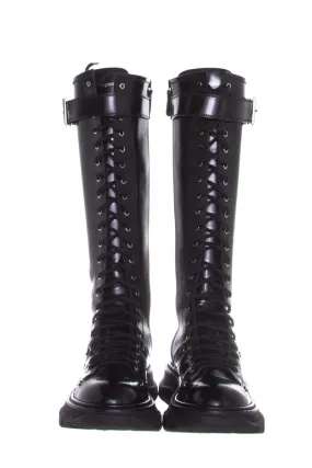 Alexander McQueen Sitvale Pelle Black Boots SZ 38.5