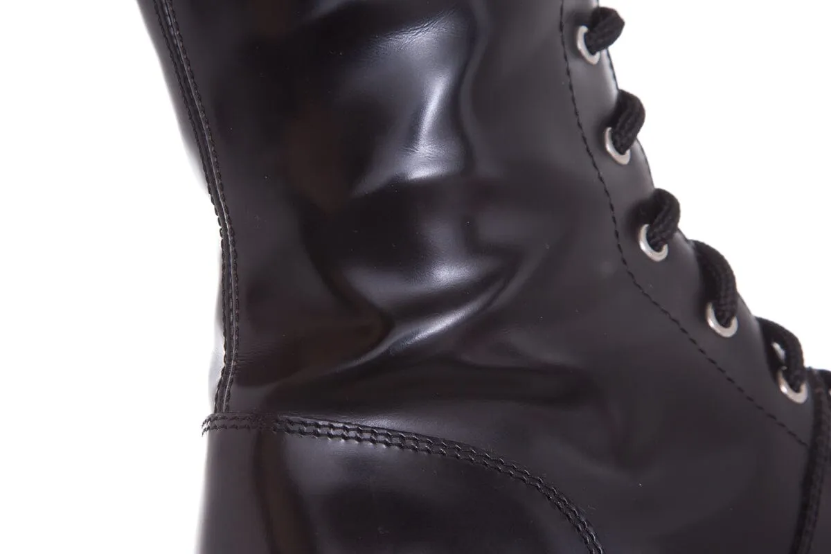 Alexander McQueen Sitvale Pelle Black Boots SZ 38.5