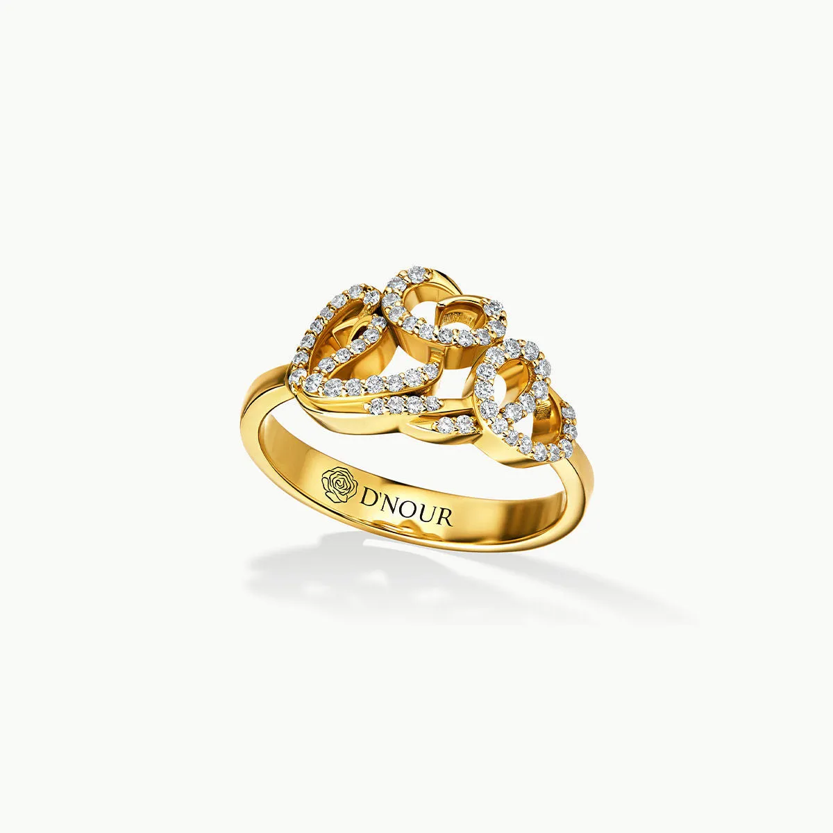 Allusia Love Detailed 18K Gold Ring w. Diamonds