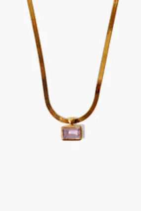 Amethyst Tab Herringbone Necklace