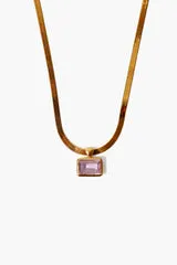 Amethyst Tab Herringbone Necklace