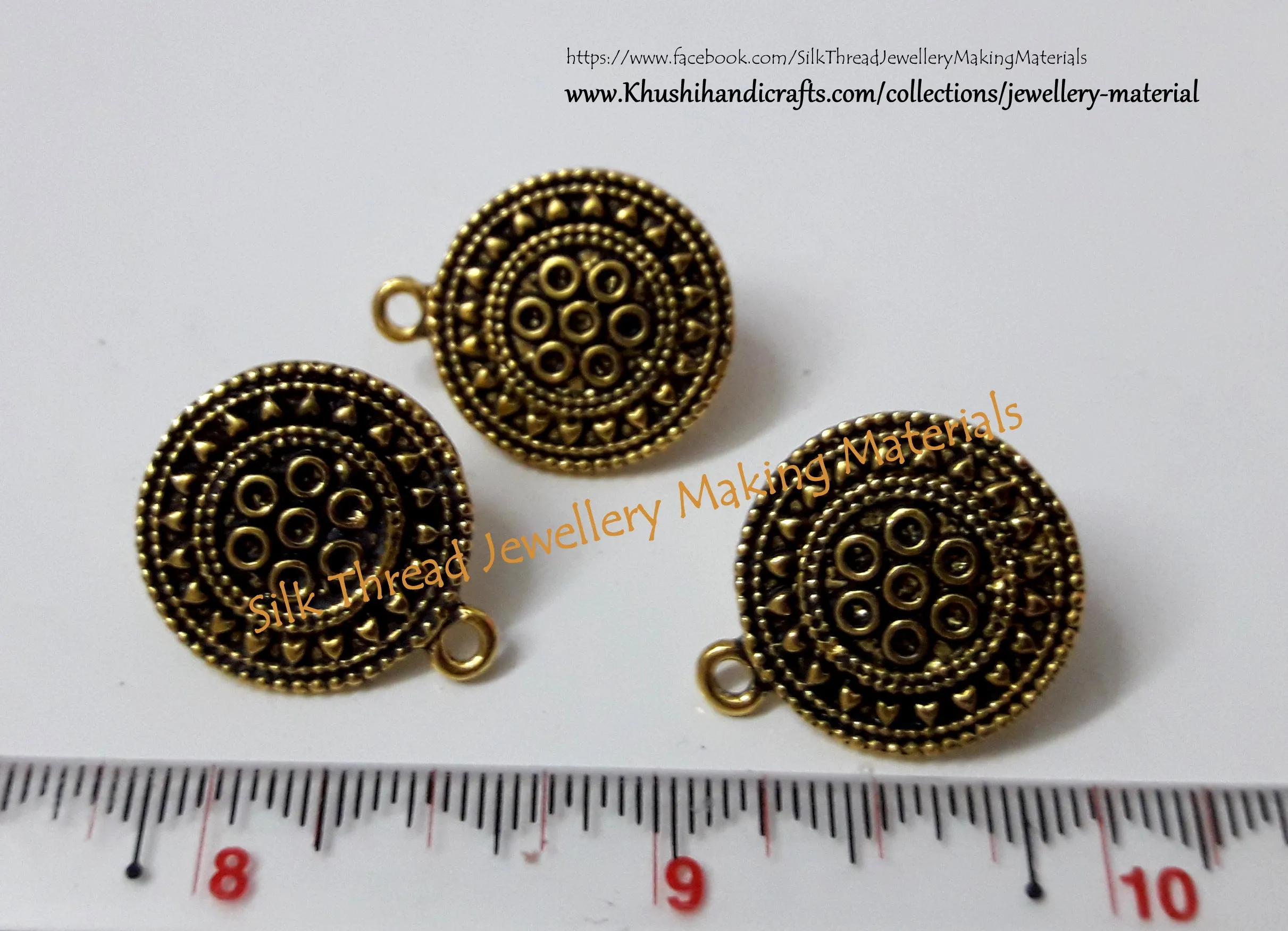 Antique Gold/Silver Circular Stud/studs Pattern 2 -ST3