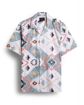 Basic Blue Geometric Printed Shirt For Men