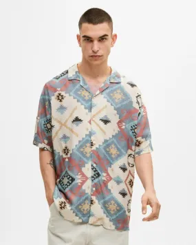 Basic Blue Geometric Printed Shirt