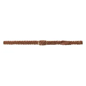 Beautiful braided leather belt / 15660 - Cognac/Gold