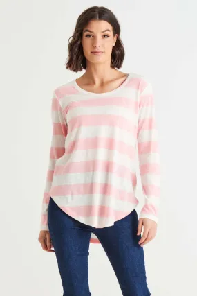 Betty Basics Megan Top in Baby Pink Stripe