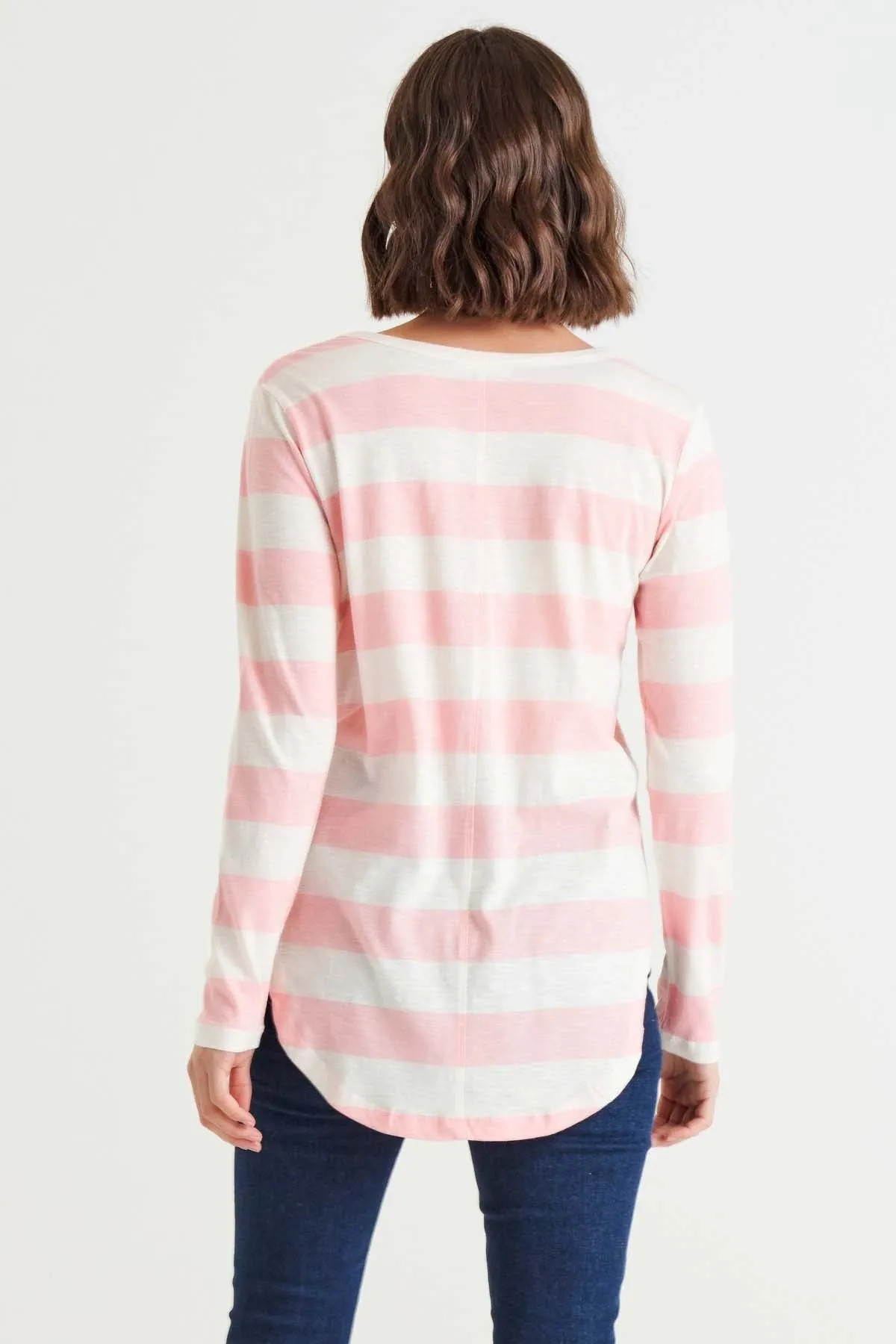 Betty Basics Megan Top in Baby Pink Stripe