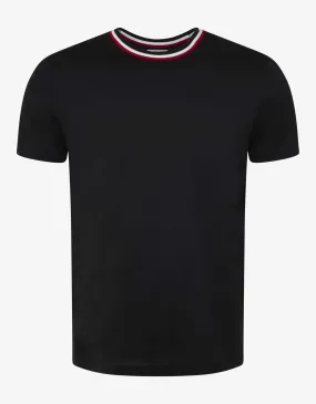 Black Contrast Collar T-Shirt