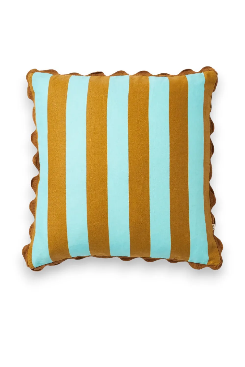 BONNIE AND NEIL CUSHION BOLD STRIPE JADE TAN 50CM